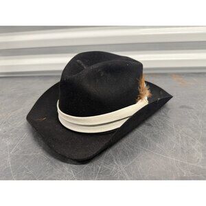 John B. Royal Stetson Leather Mesh Western Cowboy Outback Hat Size 57 7 1/8